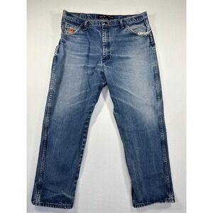 Wrangler FR Flame Resistant Distressed Relaxed Fit Jeans 40x30 Denim FR31MWZ